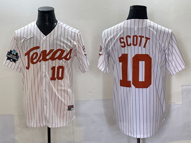 Men Texas Longhorns #10 Scott White stripe Nike joint Name NCAA 2025 Jersey style 13